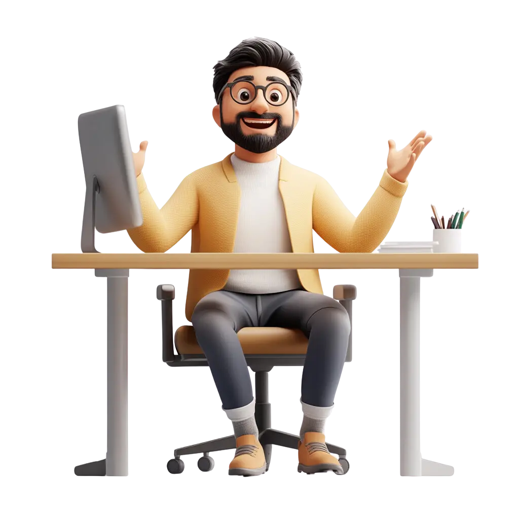 Illustration 3D d'un professionnel web heureux